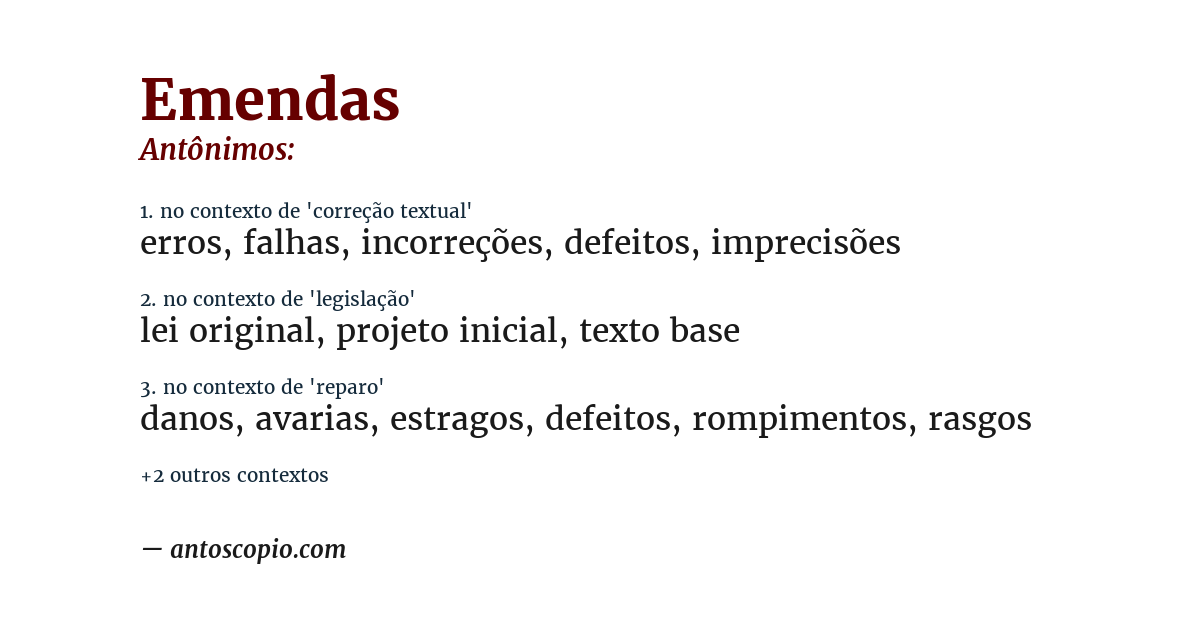 Antônimo de emendas