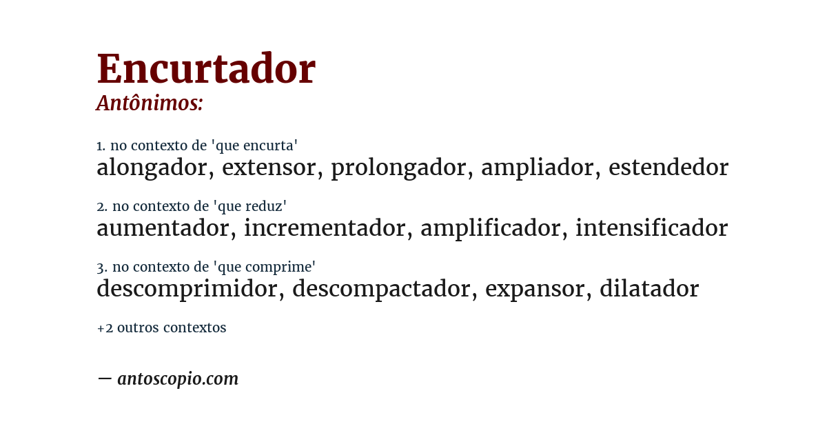 Antônimo de encurtador