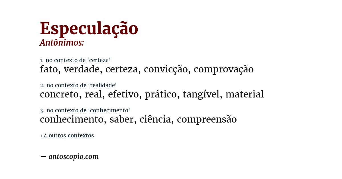 Antônimo de especulação