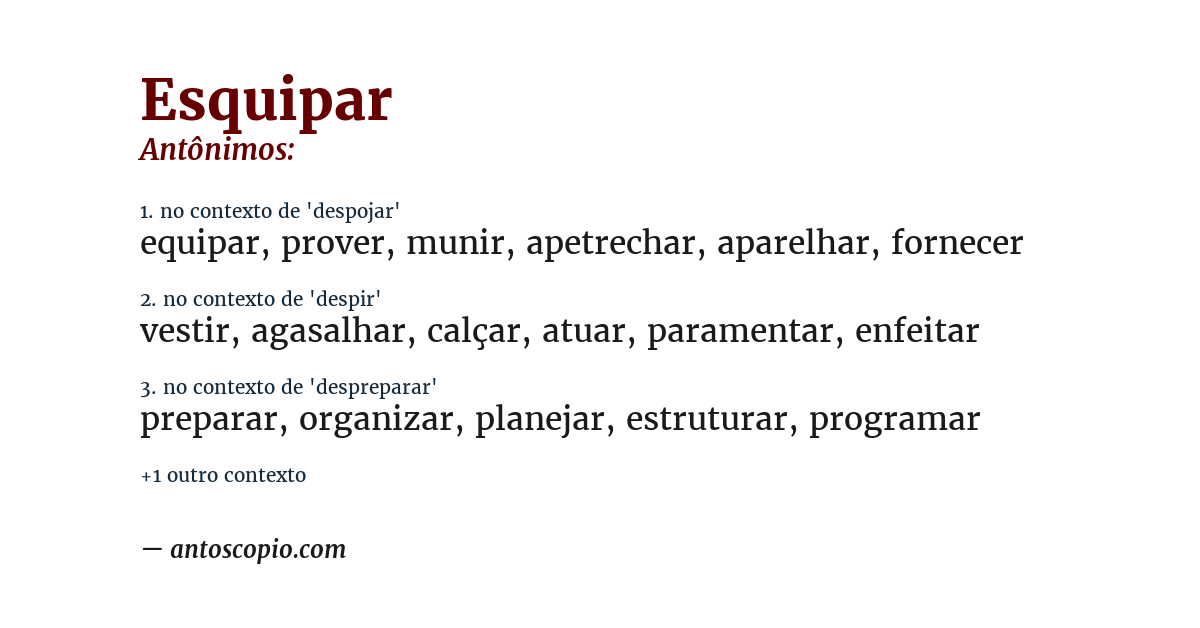 Antônimo de esquipar