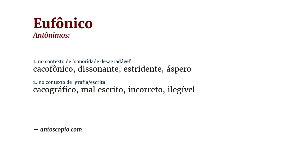 Antônimo de eufônico