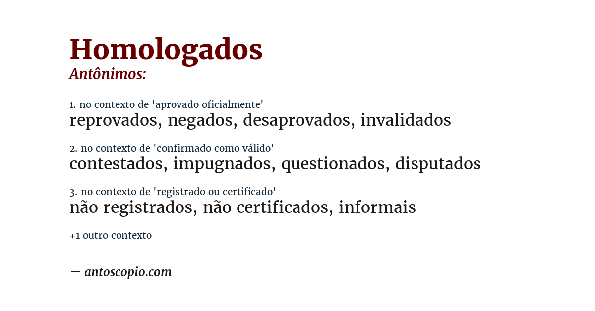 Antônimo de homologados