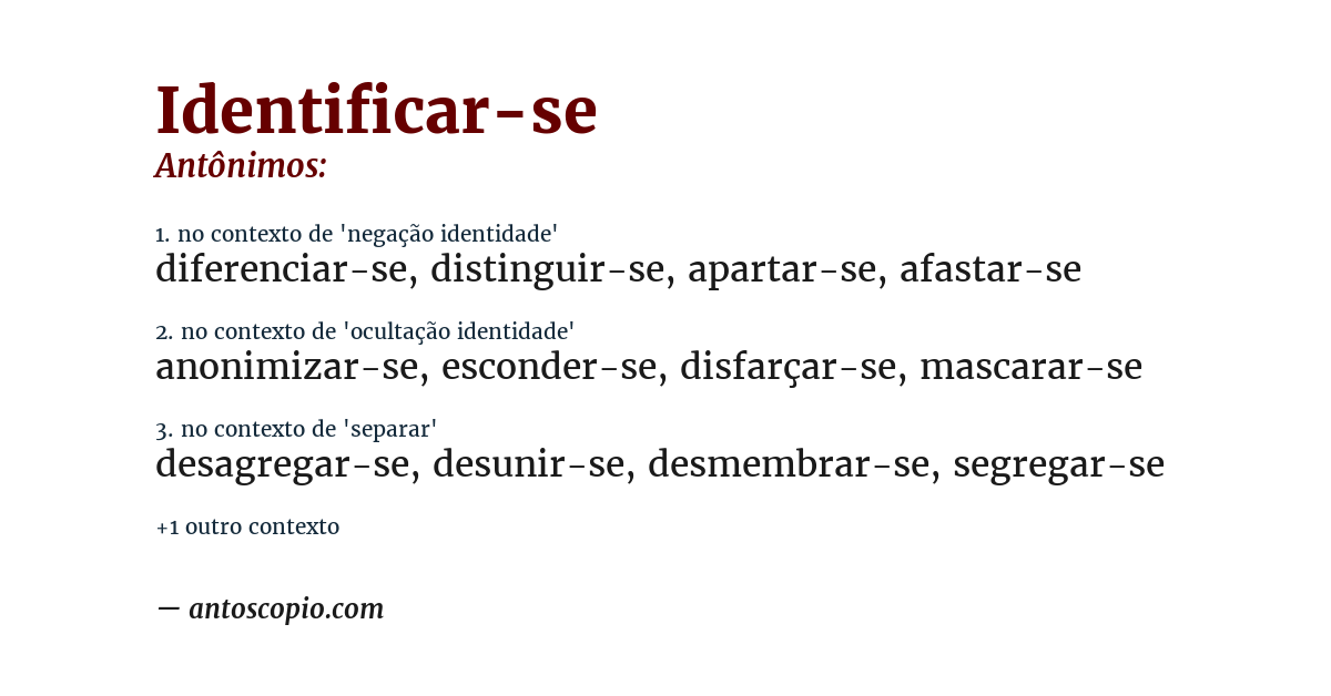 Antônimo de identificar-se