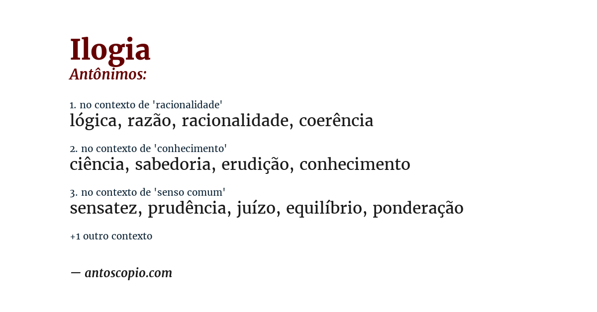 Antônimo de ilogia