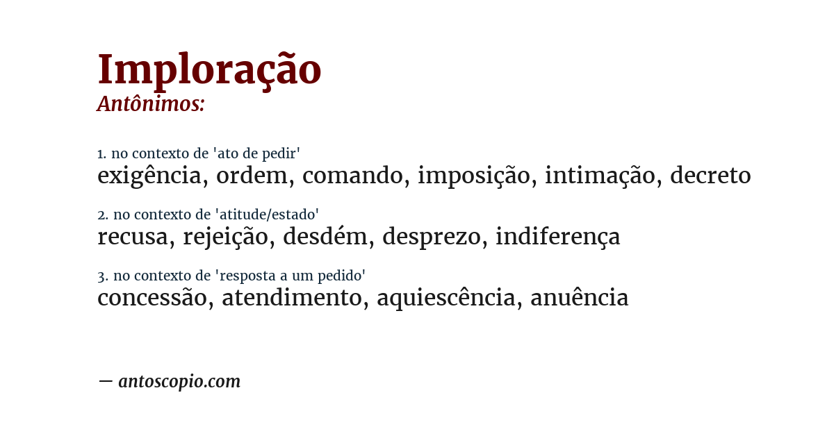 Antônimo de imploração
