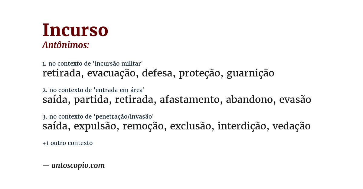 Antônimo de incurso
