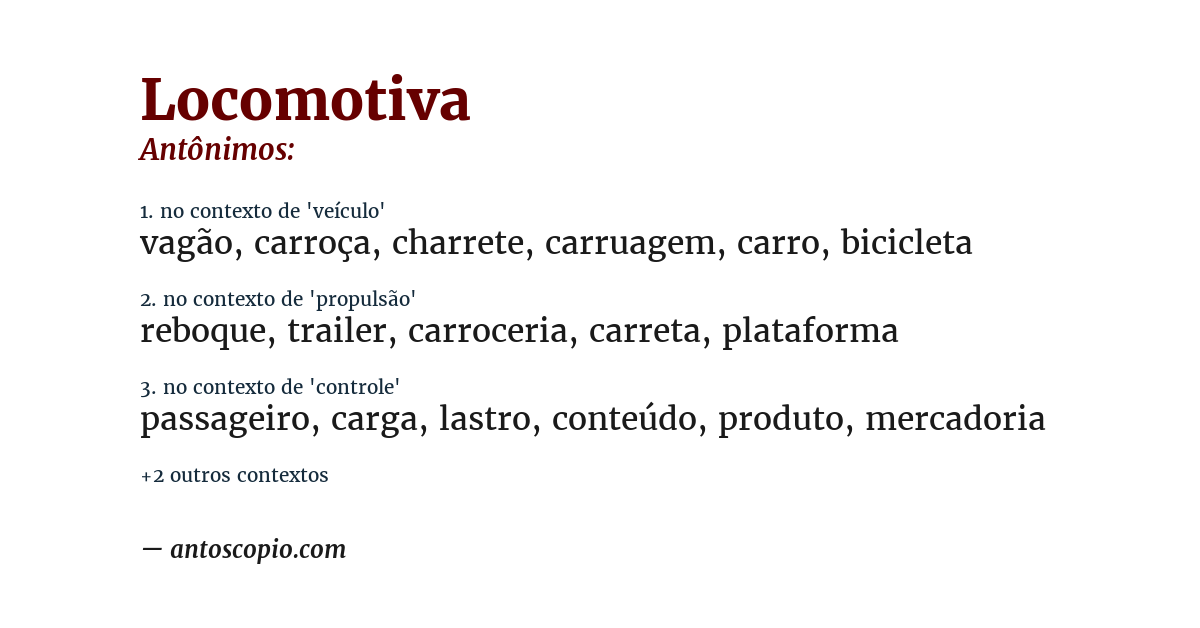 Antônimo de locomotiva