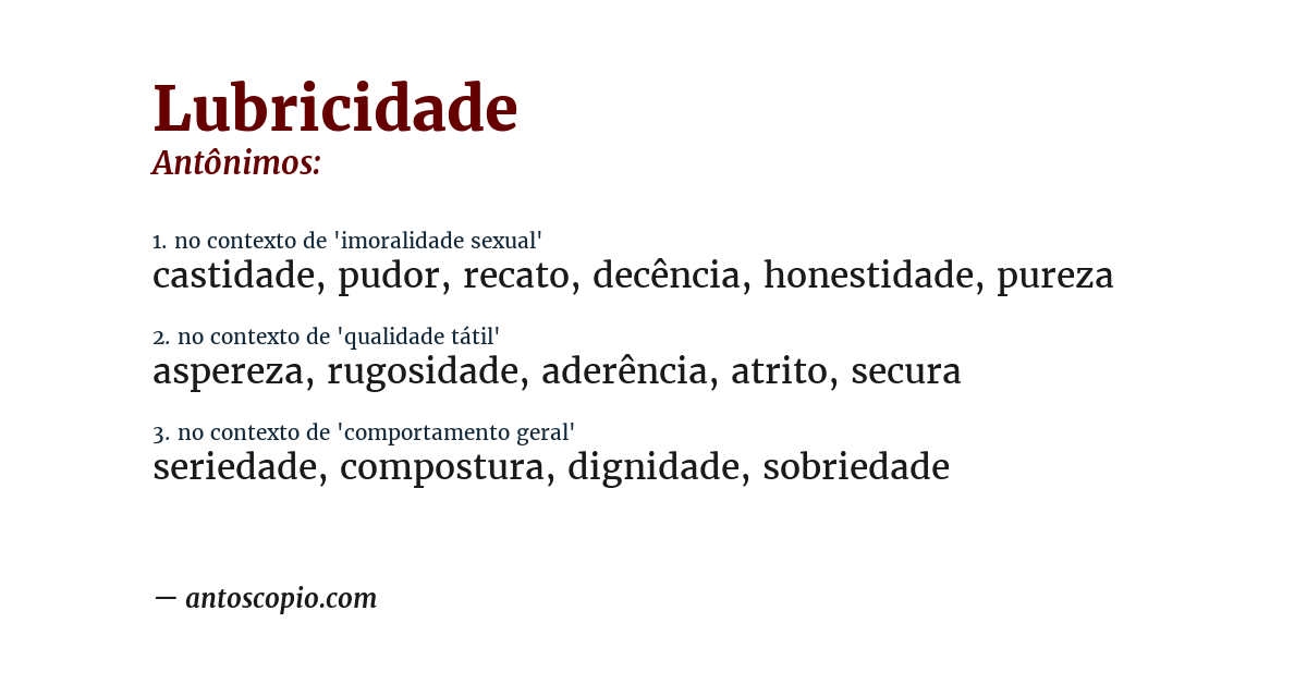 Antônimo de lubricidade