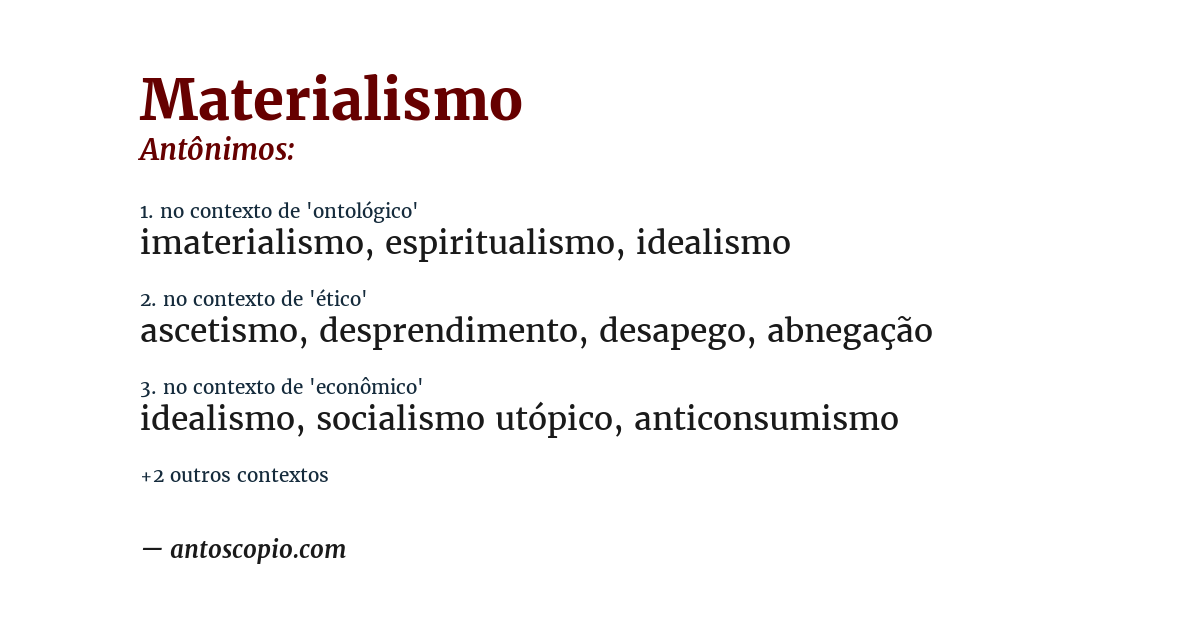 Antônimo de materialismo