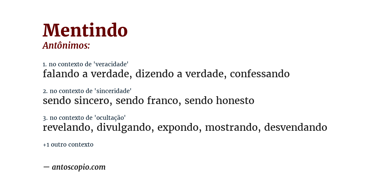 Antônimo de mentindo