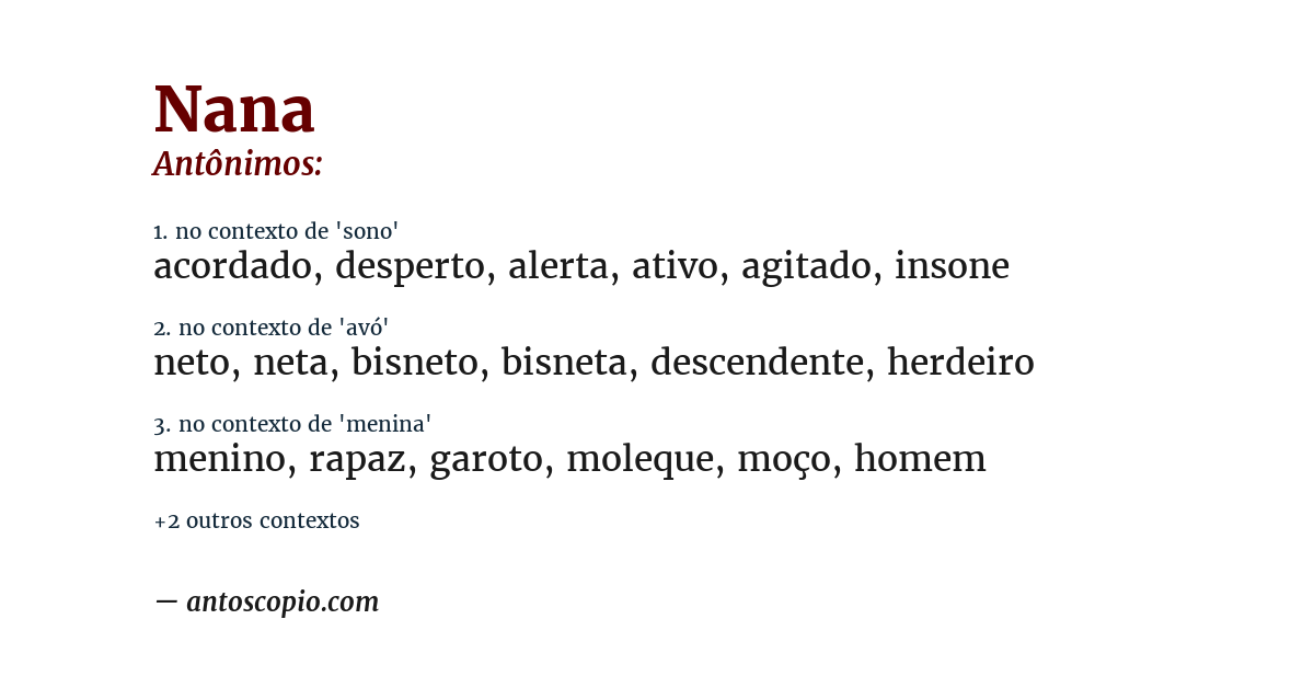 Antônimo de nana