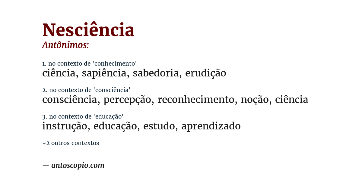 Antônimo de nesciência