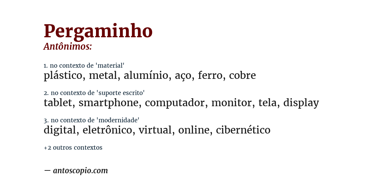 Antônimo de pergaminho