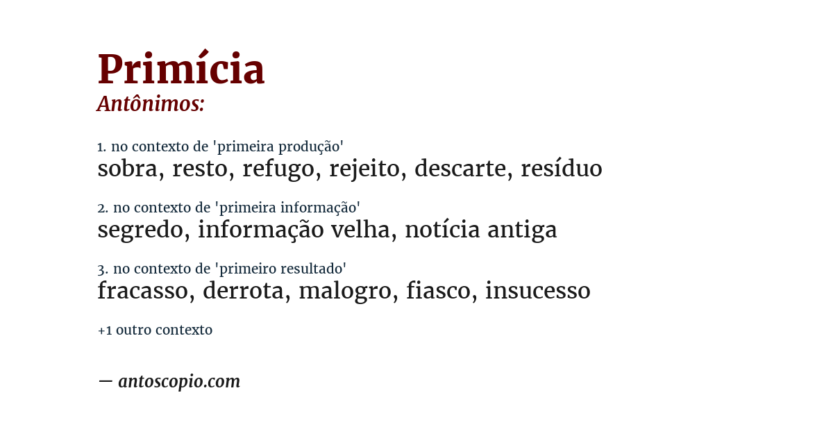 Antônimo de primícia