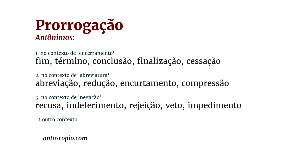 Antônimo de prorrogação