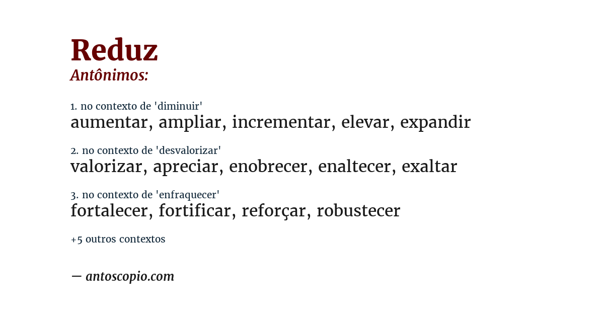 Antônimo de reduz