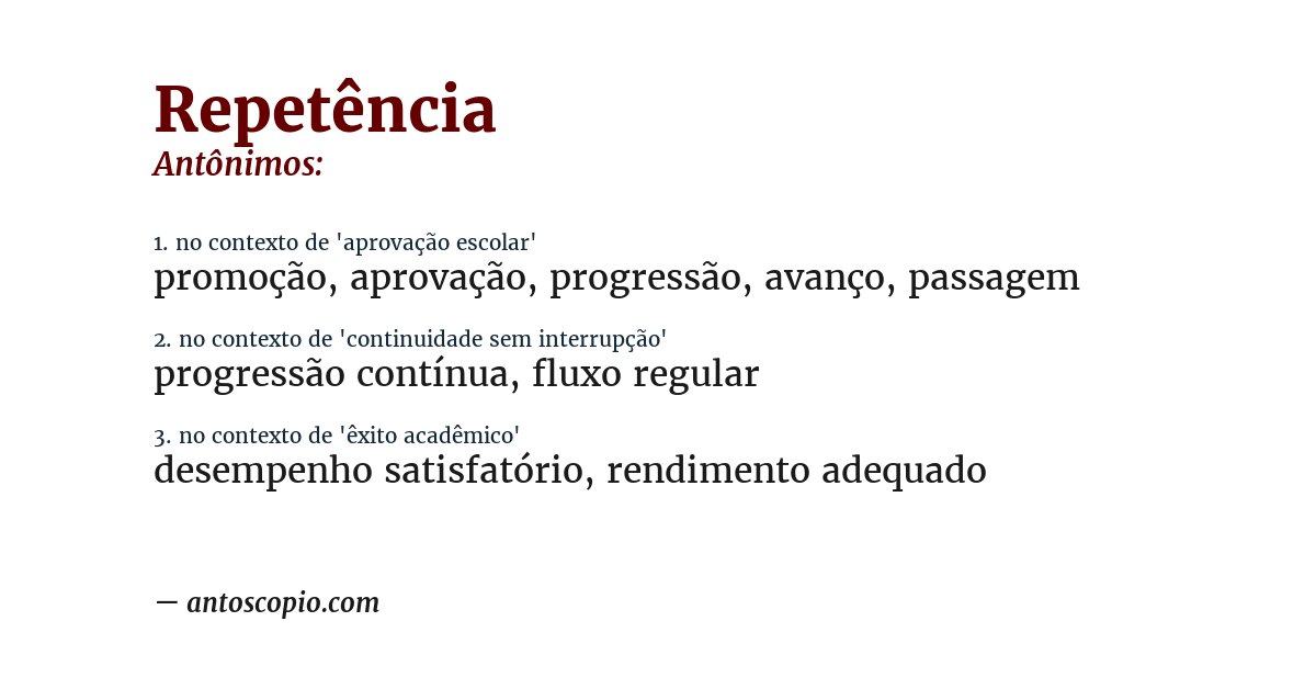 Antônimo de repetência