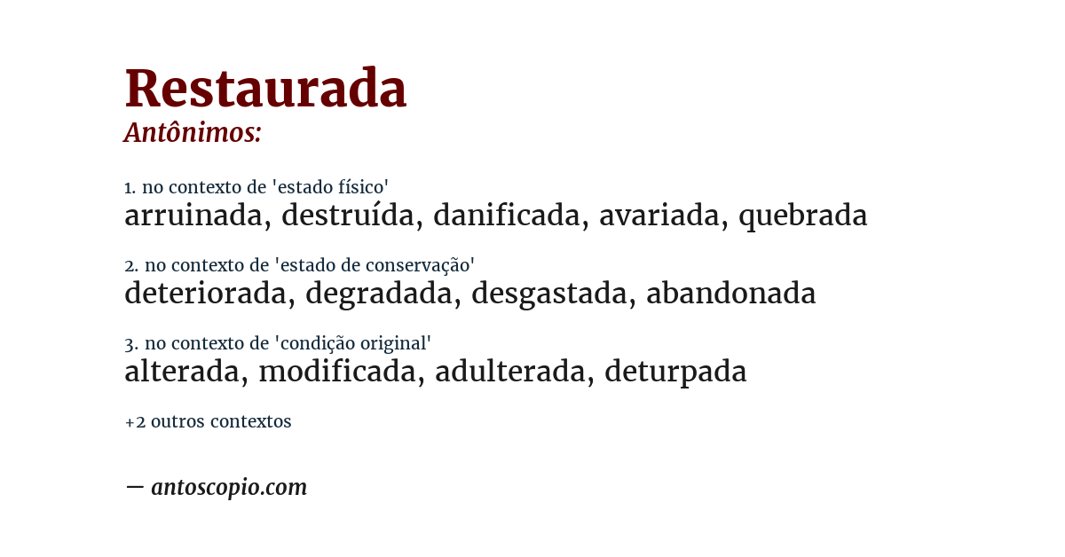 Antônimo de restaurada