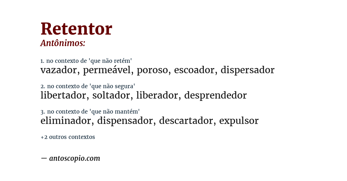 Antônimo de retentor