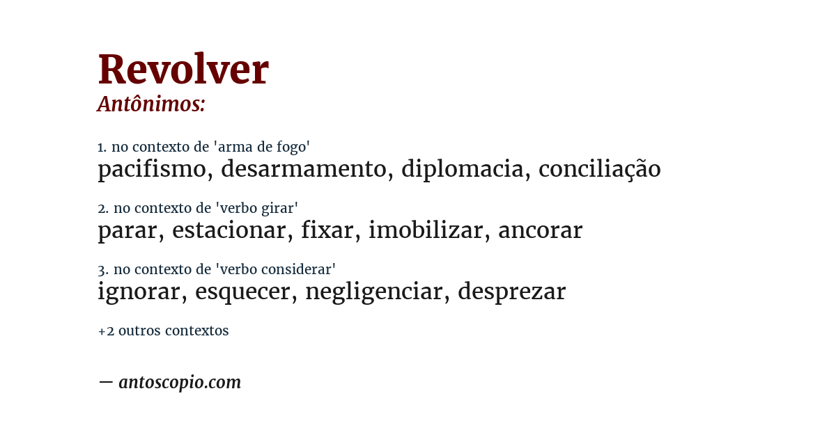 Antônimo de revolver