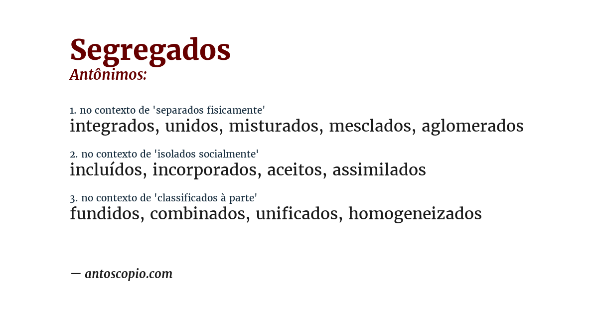 Antônimo de segregados