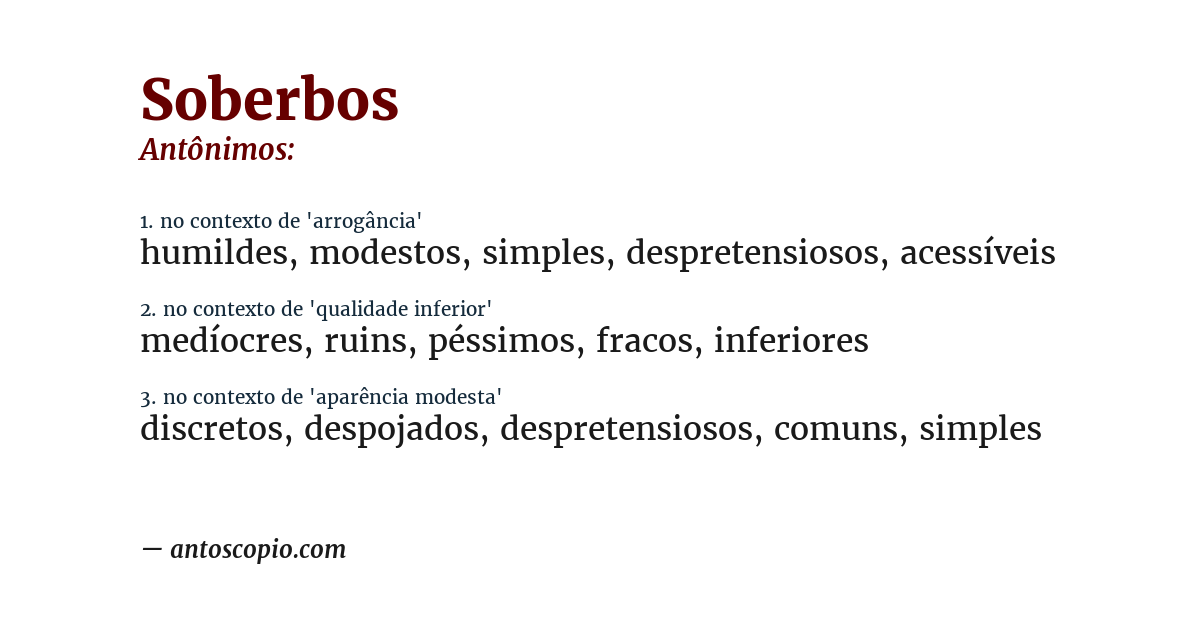 Antônimo de soberbos