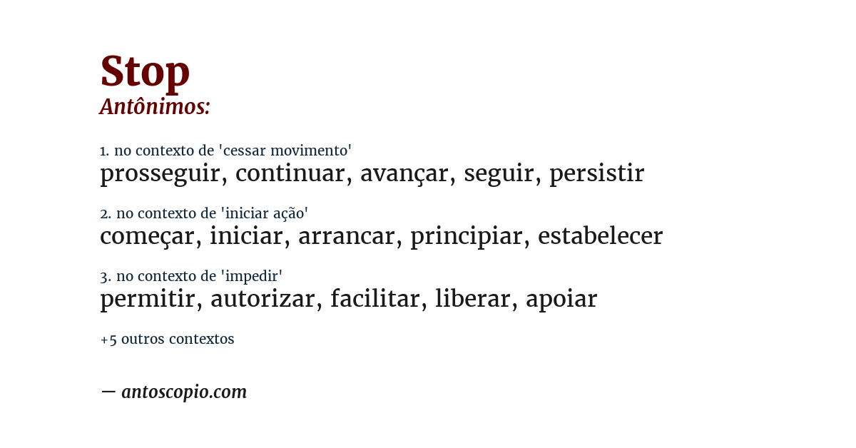 Antônimo de stop