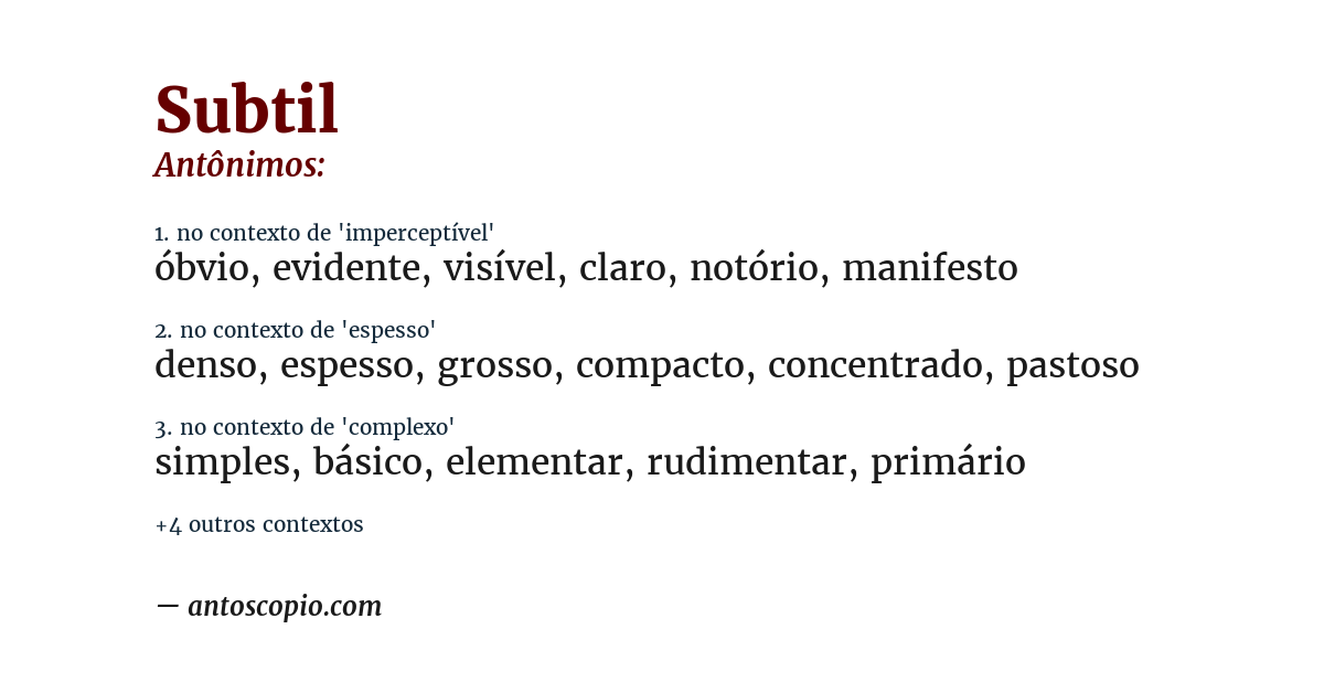 Antônimo de subtil