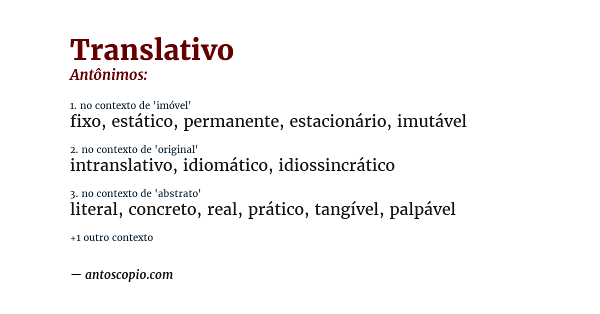 Antônimo de translativo