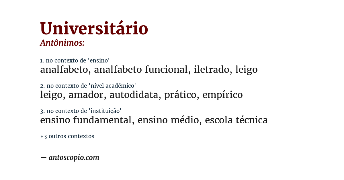 Antônimo de universitário