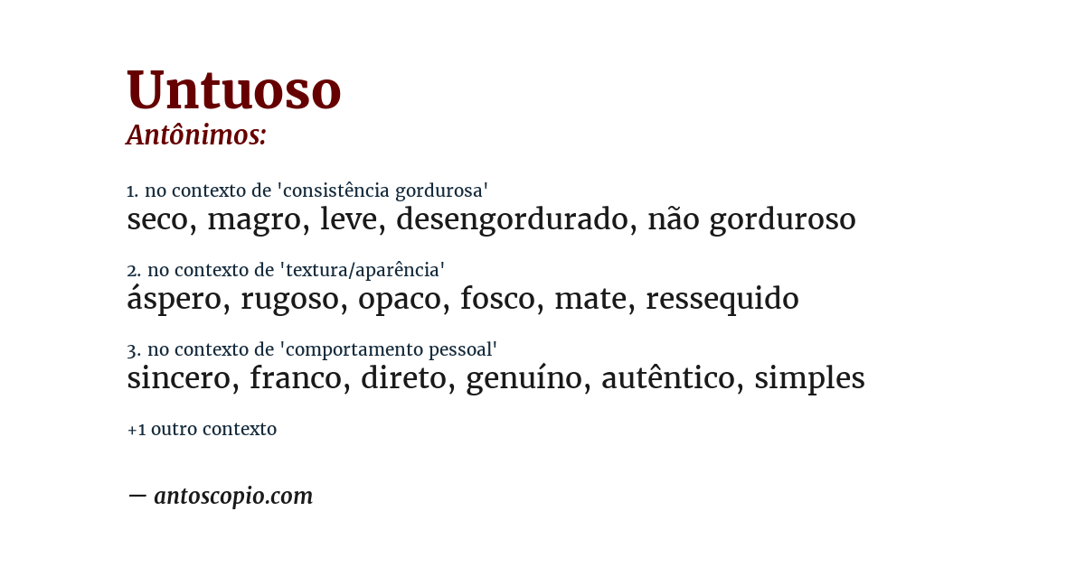 Antônimo de untuoso