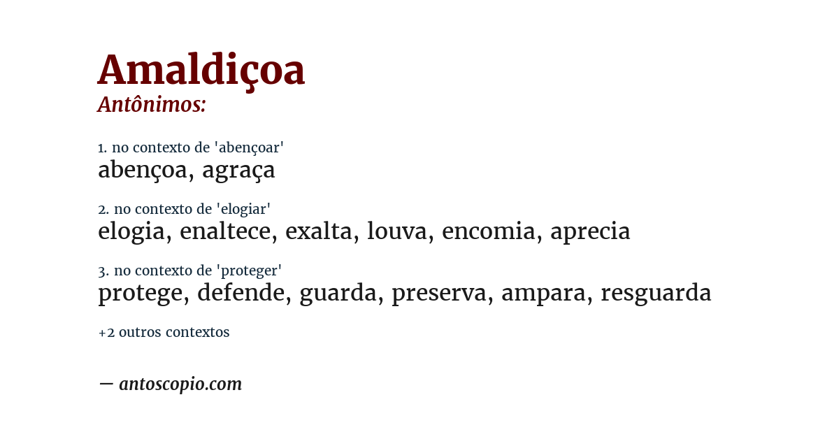 Antônimo de amaldiçoa