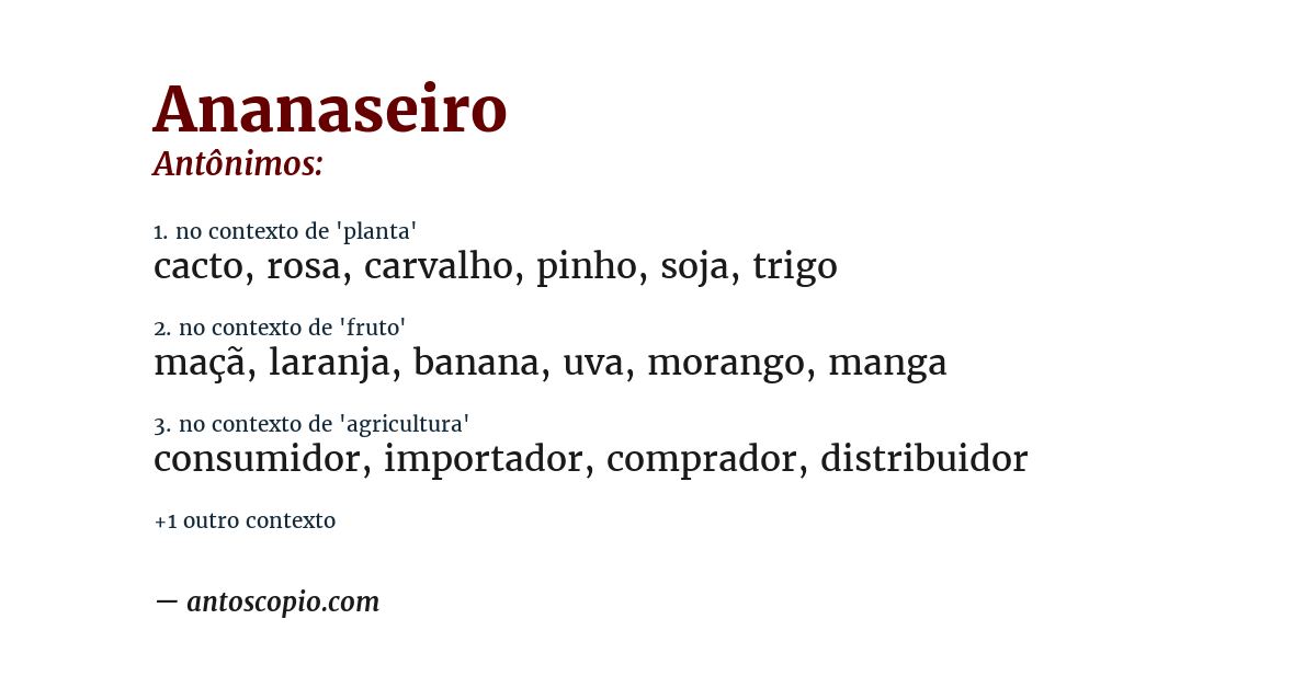 Antônimo de ananaseiro