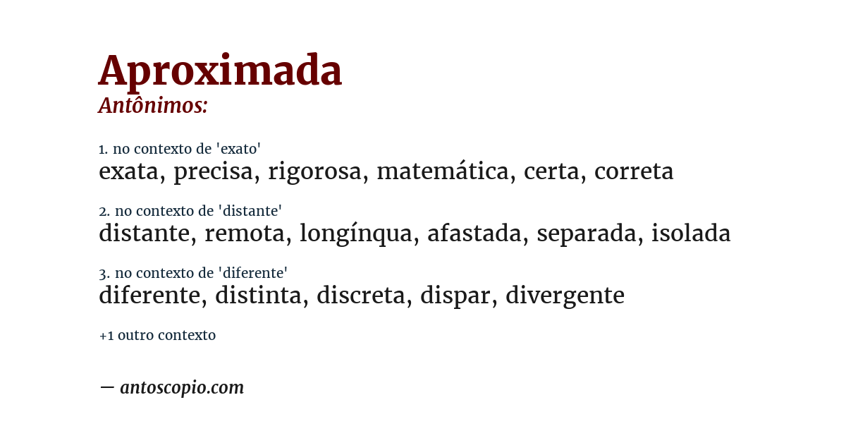 Antônimo de aproximada