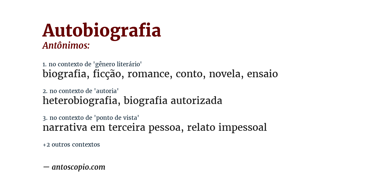 Antônimo de autobiografia