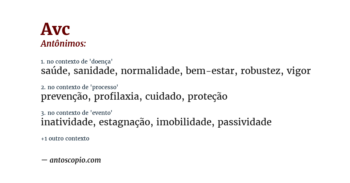 Antônimo de avc