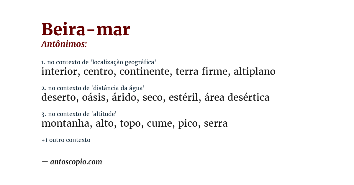 Antônimo de beira-mar