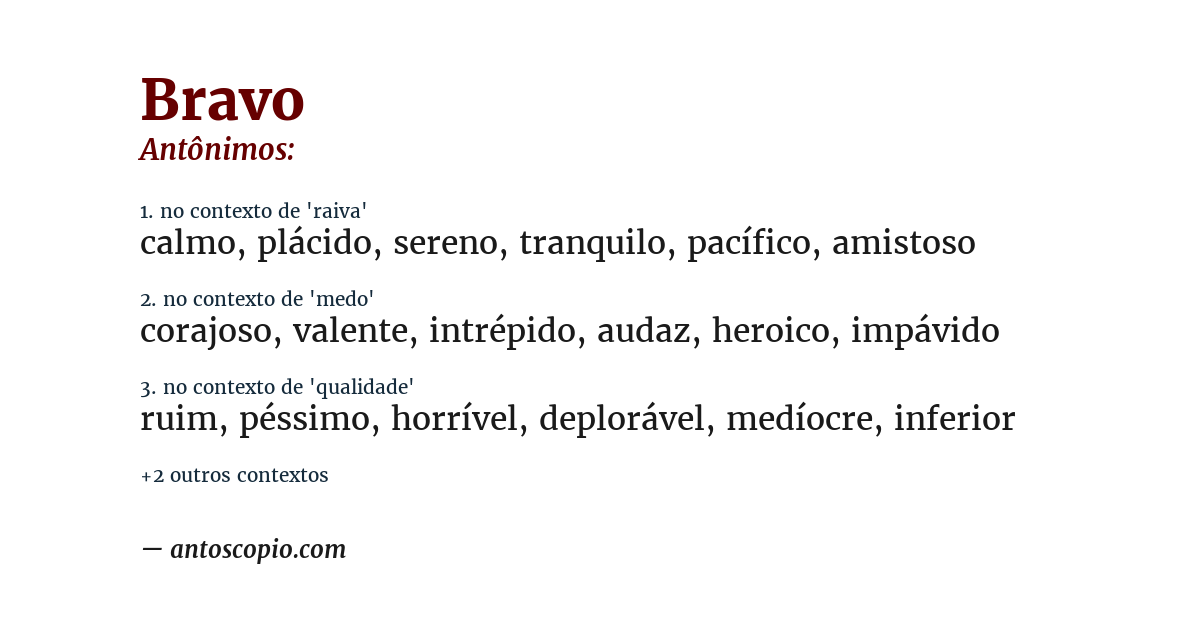 Antônimo de bravo