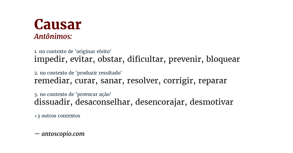 Antônimo de causar