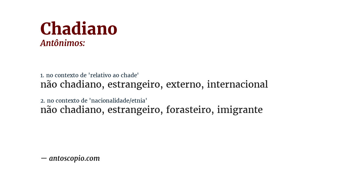 Antônimo de chadiano