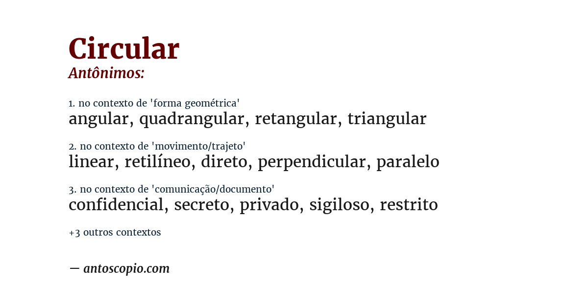 Antônimo de circular