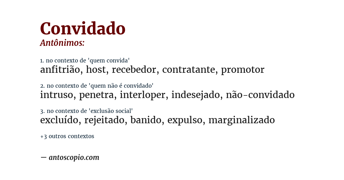 Antônimo de convidado
