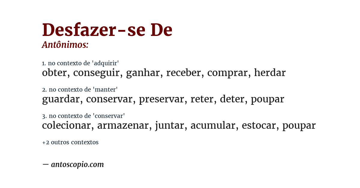 Antônimo de desfazer-se de