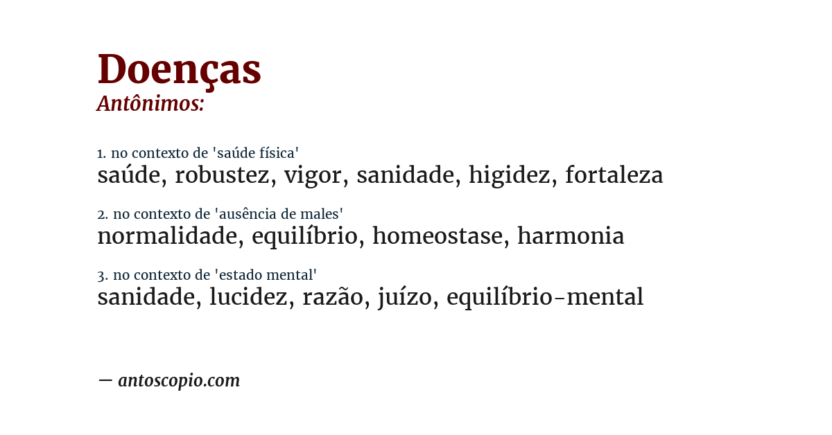 Antônimo de doenças