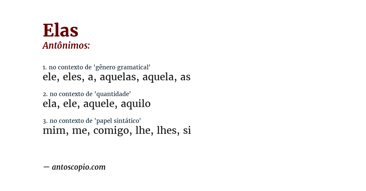 Antônimo de elas
