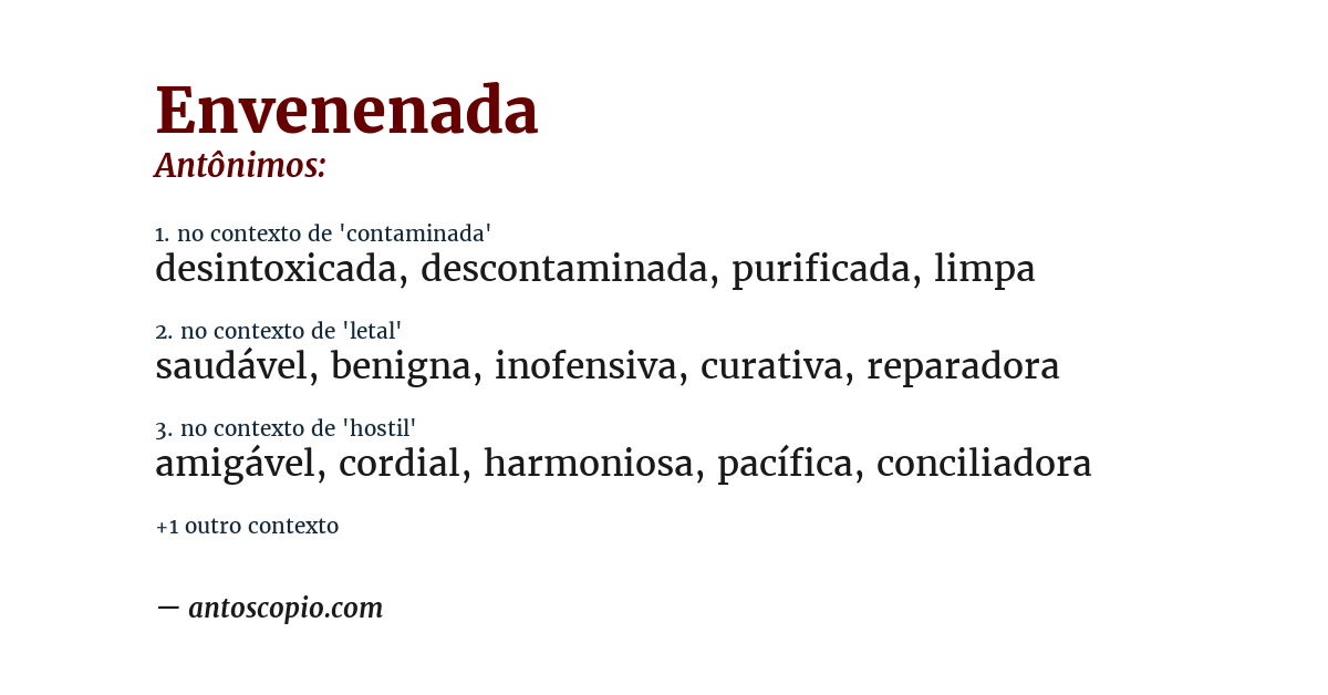 Antônimo de envenenada