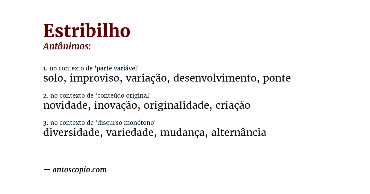 Antônimo de estribilho