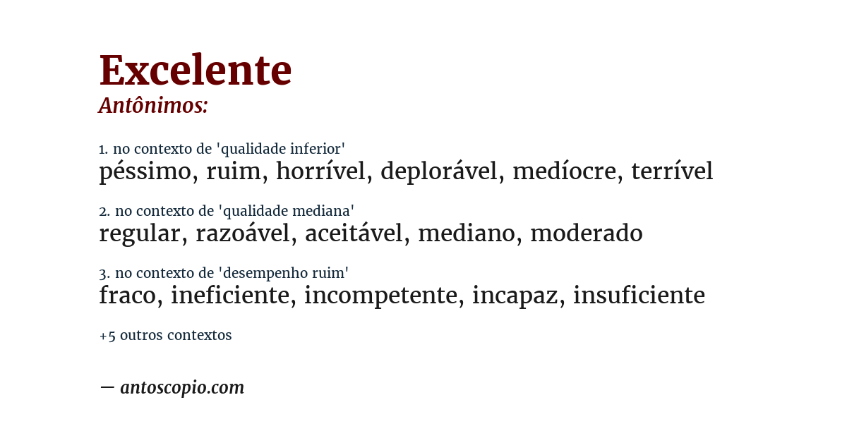 Antônimo de excelente