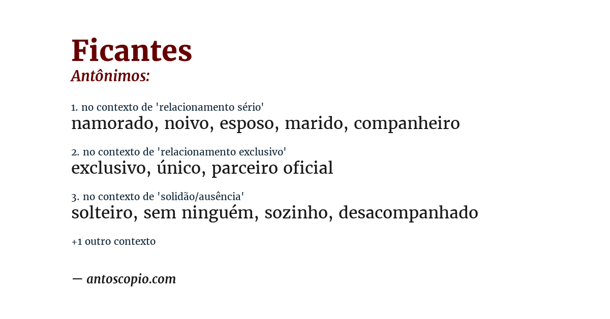Antônimo de ficantes