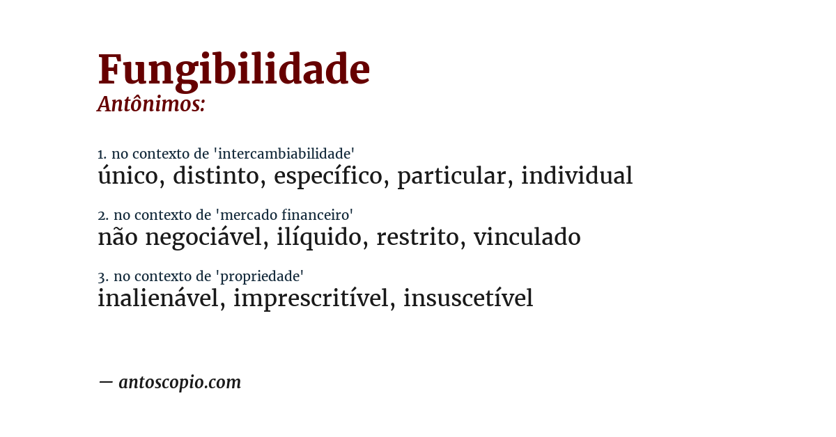 Antônimo de fungibilidade